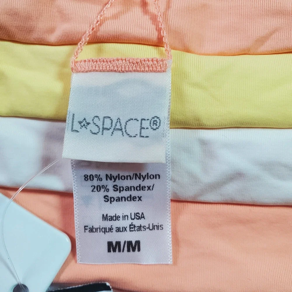 L*Space Rebel Stripe Bikini Top Peach Orange Yellow Swimsuit Medium M NWT Retail
